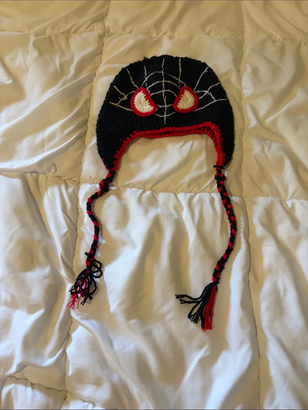 Kids Black & Red Spider Hat - Cozy Earflap Beanie